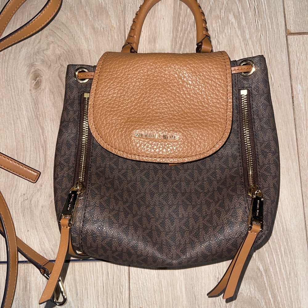 Michael Kors Tan and Brown Backpack
